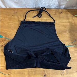 ME + EM Tie halter tie back terry cloth Top